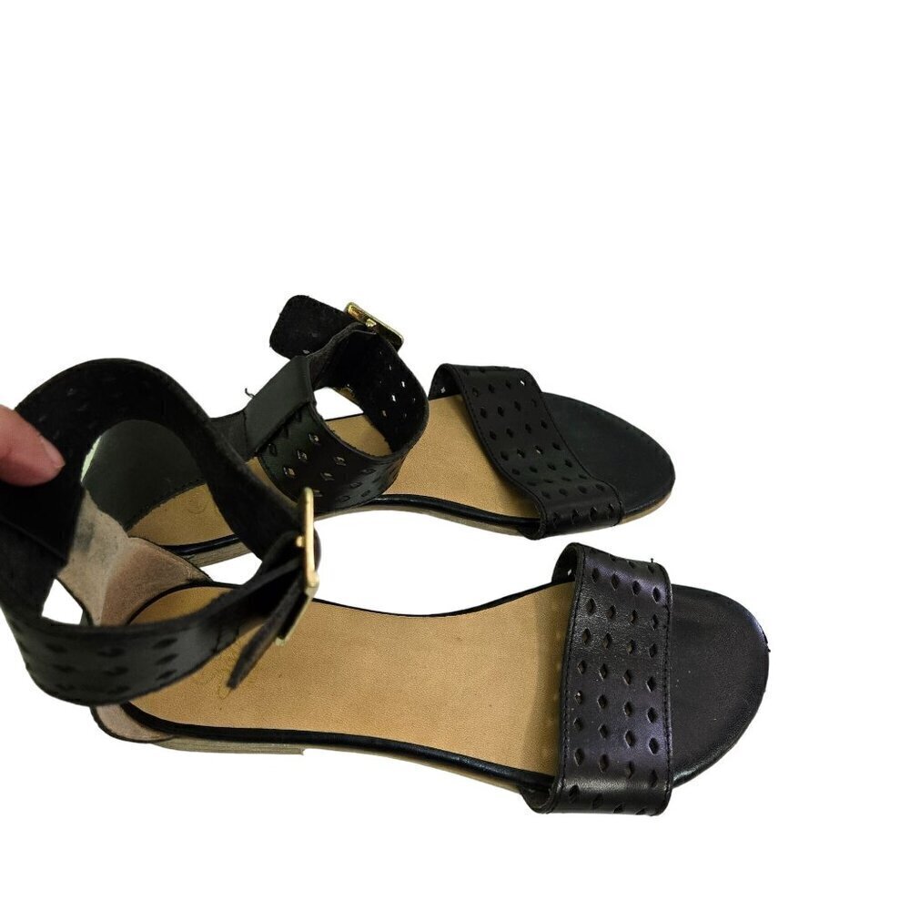 Sotti Sopra Black Leather Made In Italy Ankle Strap Sandals Size 38